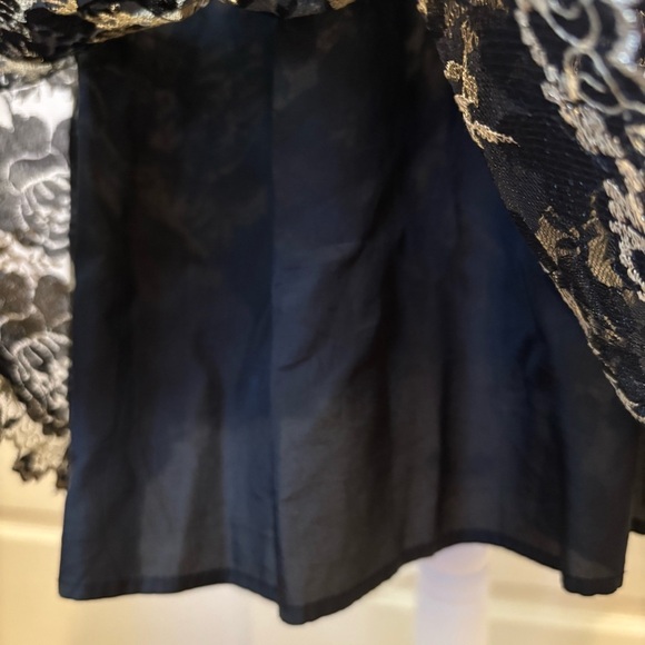 Jill Stuart Tea A-line Dress Black Gold Floral Embroidered Lace Romantic Gothic - Picture 8 of 16